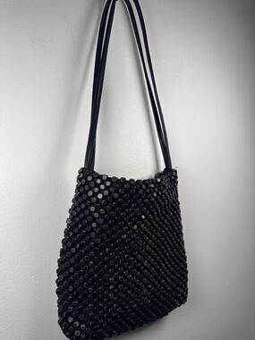 The Sak Vintage Retro Wooden Beaded Black Shoulder Bag, OS